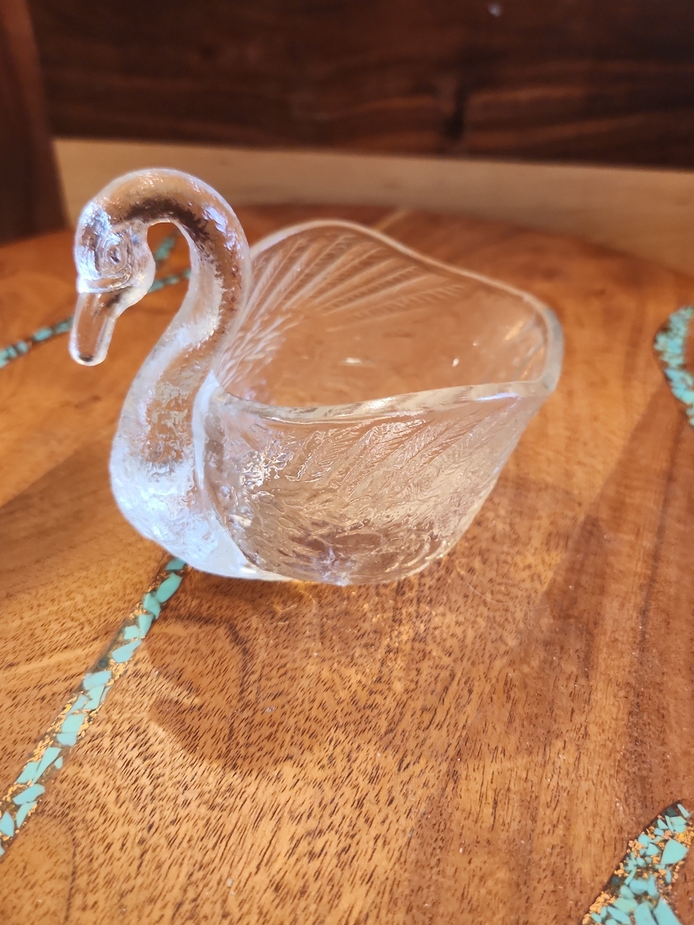 Clear Glass Swan Dish - Decorative Trinket Bowl